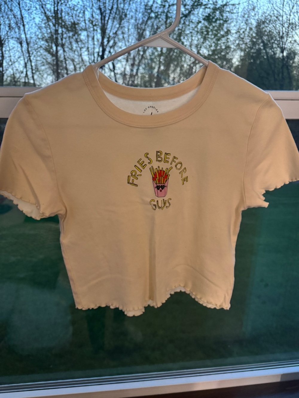 Fries Before Guys Graphic Crop Tee - Cream